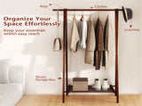 Solid Rubber Wood Folding Coat Rack, A-Frame Standing Clothes Rack with Bottom Storage Shelf 47060129