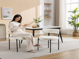 Burbank Modern Round Boucle Dining Chairs, Set of 2, White T2574P180242