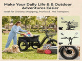 Electric Tricycle for Adults, Peak 1200W Step-Thru Etrike with 48V 13Ah Removable Battery,20"4.0" T6689P601001