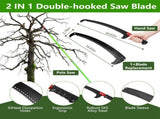 2-in-1 Manual Pole Saw 8.23-15.12FT Extendable Tree Pruner - SK5 Steel Pruner, Double-Hooked Saw 41775152