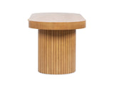 Jesse 55.5" Single Drawer Fluted Oval Console Desk, Honey Brown Rubberwood B2719P277875