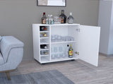Bar -coffee cart 32" H, Kitchen or living room cabinet storage with 4 wheels, with 6 bottle racks, a B097133388