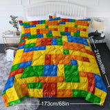 3pcs Funny Dot Building Blocks Comforter Colorful Bricks Thin Bedding Duvet Game Summer Quilt 53560070