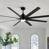 ZNTS 72'' Indoor Smart Black Ceiling Fan with LED light and App Remote Control W1367P197402