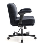 Chair with Wheels and Flip Arms-Comfy Fabric Cross Legged Office Chair with Thick Cushion&Wide Seat, 15752101