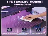 31.5" Gaming Desk with Bookshelf and Printer Stand Faux Carbon Fiber Veneer P2 Particleboard 73988009