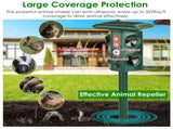 5 Modes Animal Repeller - Solar/USB Rechargeable, PIR Sensing, 3229Sq.ft Coverage, IP54 Waterproof, 17401052