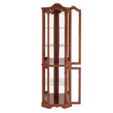 Corner Curio Cabinet with Lights, Adjustable Tempered Glass Shelves, Mirrored Back, Display W1693P171662