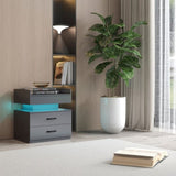 1 Set Nightstand with Adjustable LED Strip Light, 2-drawers, Large Storage Space, Suitable for W368P239007