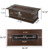 56'' Rectangular Outdoor MGO 50,000 BTU Propane Fire Pit, Brown Wood Pattern 57570.00BRN-50K