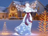 5ft Pre-Lit Christmas Angel Decor - 120 Cold White LEDs, IP44 Waterproof, MetalMesh Fabric 09613189