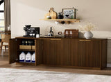 67-inch modern wavy sideboard, curved contour design storage cabinet, 6-door cabinet with storage W1162P485247