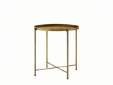 18 Inch Round Coffee Table for Living Room, Hammered Tray Top Center Table with Metal Frame for 01721341