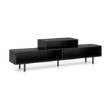 63" TV Stand for 70" TVs - 3 Classified Compartments, Rustic Brown/Black/White, Engineered 09349822