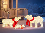 Set of 3 Lighted Polar Bear Family Christmas Decorations, Pre-lit Holiday Decor with 190 Warm White 14959507