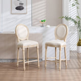 French Country 26'' Height Bar Chairs Set of 2, Upholstered Chairs with Round Back, Wire drawing and W3426P324574