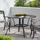 ZNTS Outdoor Cast Aluminum Circular Dining Table, Bronze 59159.00