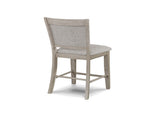 Farmhouse Style 2pc Tan / Beige Gray Finish Counter Height Chair Bar Stool Footrest Upholstered Back B011P240371