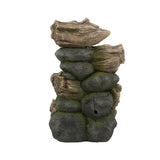 ZNTS 18.9x16.1x30.3" Decorative 5 Tier Wood Rock Inspired Water Fountain with Lights and Pump, Brown W2078P178881