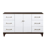 Contemporary White and Cherry Finish 1pc Dresser of 6x Drawers 2x Shelves Modern Bedroom Furniture B011P149133