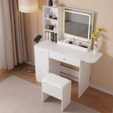 Vanity Desk with Lighted Mirror & Power Outlet, Makeup Vanity Desk with Drawers and Large Storage W3008P234569