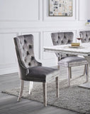 ZNTS Contemporary Gray Flannelette 2pcs Side Chairs Button-Tufted Upholstered Dining Chairs Wingback B011P208973