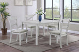 Rustic Farmhouse Transitional 5-Piece Dining Set Rectangular Table Linen Look Fabric Upholstered B011P184057