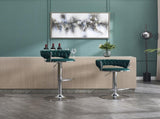 Set of 2 Bar Stools,with Chrome Footrest and Base Swivel Height Adjustable Mechanical Lifting Velvet 59075110