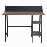 Rustic Oak and Black 2-Shelf Writing Desk with H-Shaped Base B062P209210
