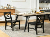 Black Farmhouse Wooden Dining Chairs Set of 2 with Cross Back Design for Kitchen Table 44201883