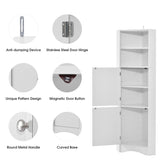 Tall Bathroom Corner Cabinet, Freestanding Storage Cabinet with Doors and Adjustable Shelves, MDF WF293800AAK