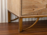 59.44" Light Wood Sideboard Buffet - 3-Drawer 2-Door Storage Cabinet with Geometric Relief Fronts, W3158P307446