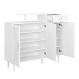 ON-TREND Elegant Shoe Cabinet with Arched Doors and Drawer, Cream Style Storage Sideboard with WF321210AAK