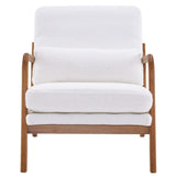 ZNTS Oak Armrest Oak Upholstered Teddy Velvet Single Lounge Chair Indoor Lounge Chair Off-White 86558751