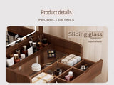 (48cm)(Walnut) 3 in 1 Vanity Desk with Plip Top Mirror,Small Make Up Vanity Set with Visible Glass W2641P305275