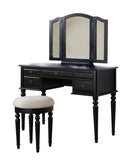 ZNTS Bedroom Contemporary Vanity Set w Foldable Mirror Stool Drawers Black Color HS00F4072-ID-AHD