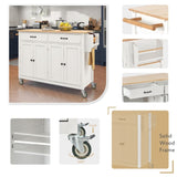 Kitchen Island Cart with Solid Wood Top and Locking Wheels,54.3 Inch Width,4 Door Cabinet and Two WF286911AAW