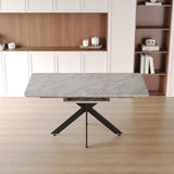 62.4" Extendable 78.15"Very large Grey Dining Table Modern Mid-Century Kitchen Table Set for Dining 25524818