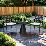 Modern Classic Cast Aluminum Outdoor Patio 2-Piece Dining Chairs, Textured Ember Black Finish, W1886P271053
