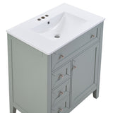 Solid Wood Bathroom Vanity with Ceramic Undermount Sink - 12" Soft-Close Drawer Slides, Flip Bin W2896P318465