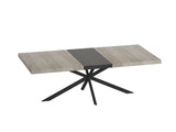 55.11'' -70.86"Retro Rectangular Stretch Dining Table, Grey Carole Top With Black Embossed Center W757P147832