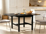 Black Drop Leaf Dining Table, Folding Design, Compact Kitchen Table for Small Spaces 53672795