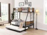 Twin Over FULL Metal Bunk Bed with Trundle 2 - Side Ladder and Full-Length Guardrail, No Box Spring W311133419