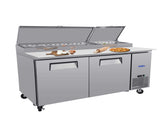 Orikool 67 IN Commercial Pizza Prep Table with a Built-in Refrigerator 20.3 Cu.Ft, Butcher Block W2095126126