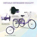 ZNTS Adult Tricycle Trikes,3-Wheel Bikes,24 Inch Wheels Cruiser Bicycles with Large Shopping Basket for W101952729