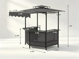 6' x 5.5' Outdoor BBQ Grill Shelter Gazebo, Waterproof Fabric Canopy with 2-Tier Roof, 6 Hanging 41713667