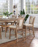 Transitional Set of 2 Counter Height Chairs Natural Tone And Beige Solid wood Chair Padded B011104627