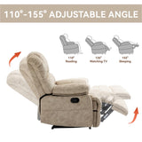 Large Manual Recliner Chair in Fabric for Living Room, Beige W3224P288517