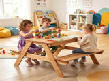 3-in-1 Kids Picnic Table with Adjustable Umbrella, Fir Wood Outdoor Activity Table Set with 41139783