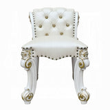 Beige and Antique Silver Vanity Stool with Nailhead Trim B062P208998